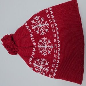 Red Snowflake Knit Beanie